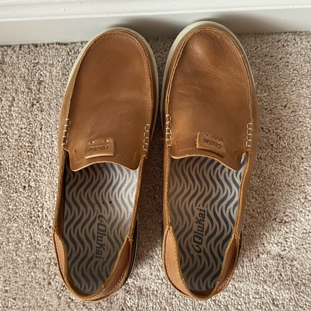 Leather OluKai Slip Ons